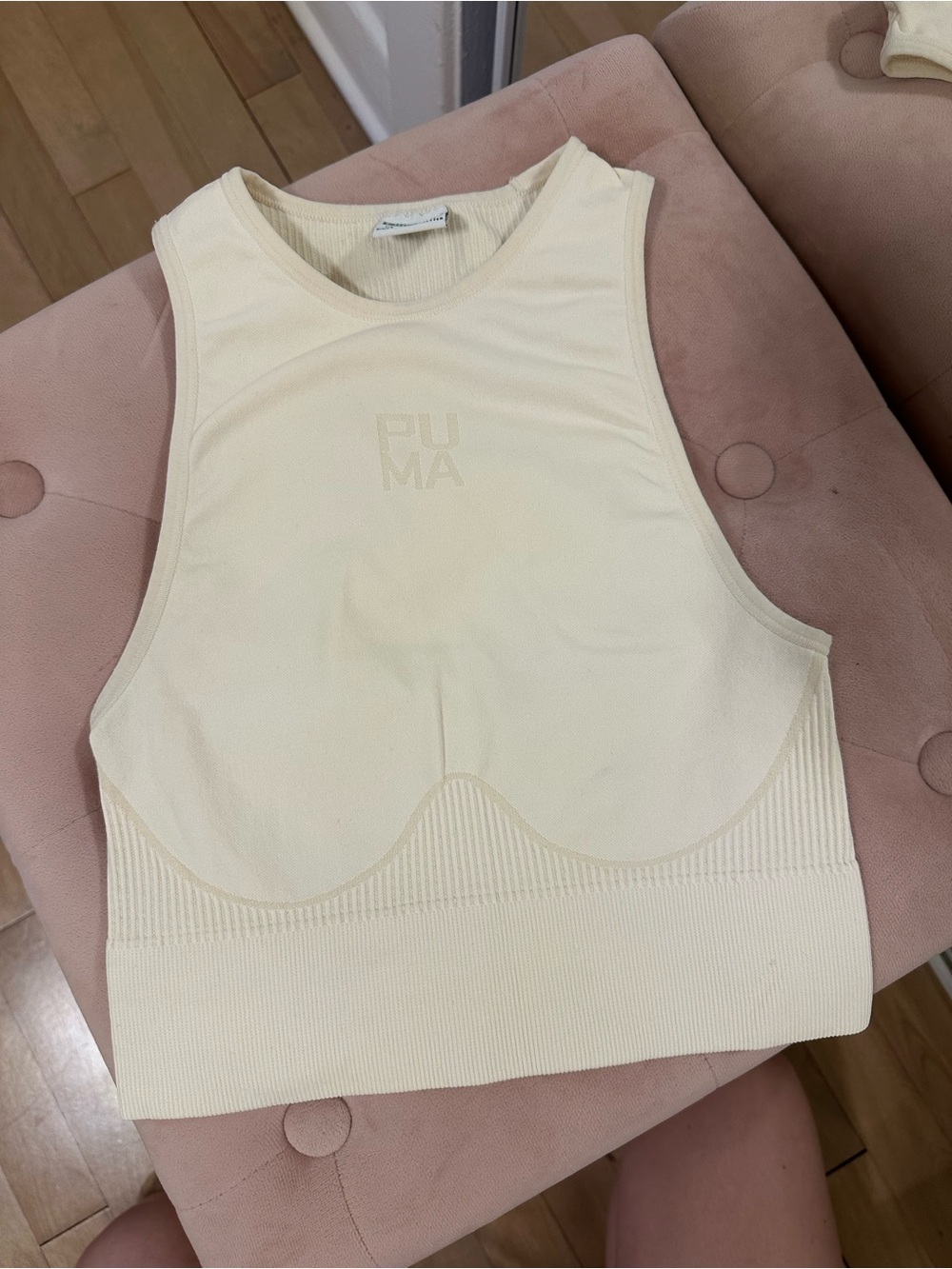 Puma Cream Seamless Ribbed Crop Tank